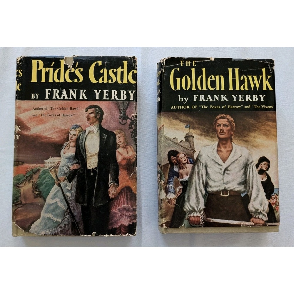 The Lot of 2 Frank Yerby Hardcover Books Dust Jackets Prides Castle Golden Hawk